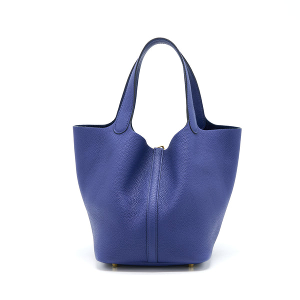 Hermes Picotin 22 Lock Bag Taurillon Maurice Blue Saphir GHW Stamp Z
