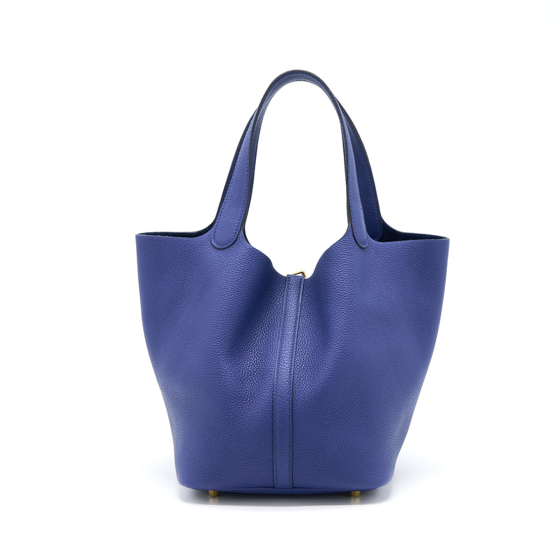 Hermes Picotin 22 Lock Bag Taurillon Maurice Blue Saphir GHW Stamp Z