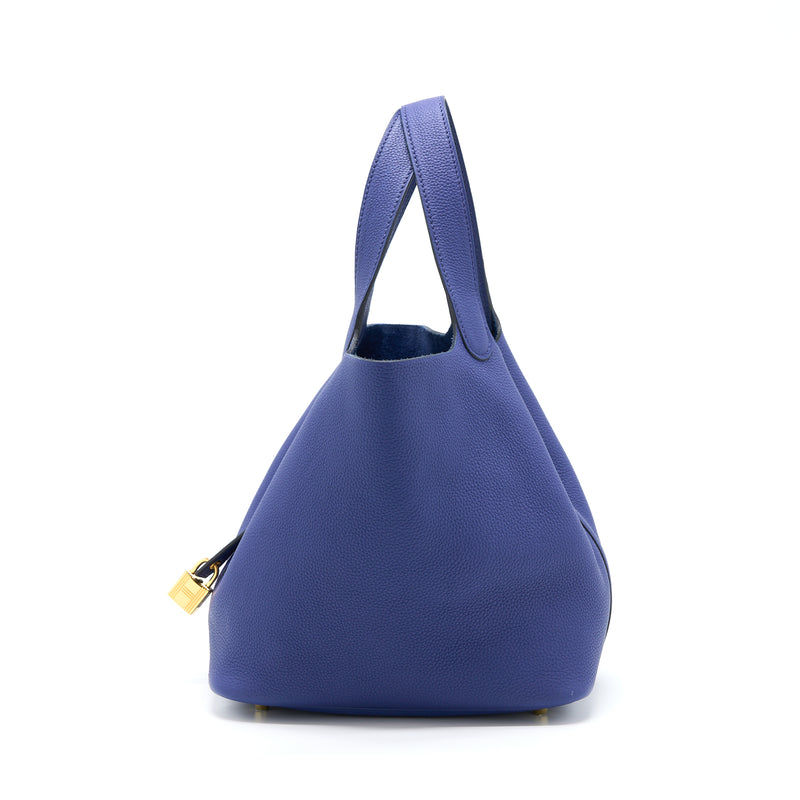 Hermes Picotin 22 Lock Bag Taurillon Maurice Blue Saphir GHW Stamp Z