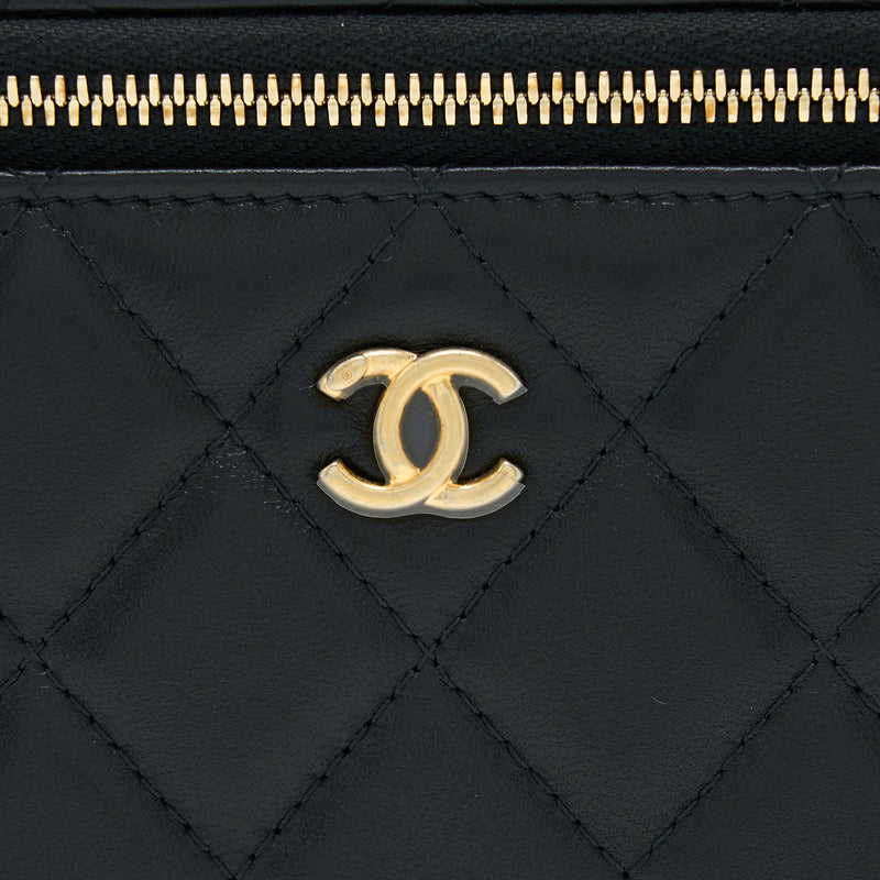 Chanel Pearl Crush Long Vanity Lambskin Black Brushed GHW(Microchip)