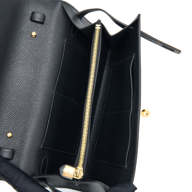 Hermes Classic Kelly To Go Epsom Black GHW Stamp U
