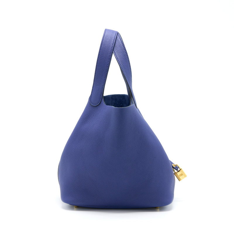 Hermes Picotin 22 Lock Bag Taurillon Maurice Blue Saphir GHW Stamp Z