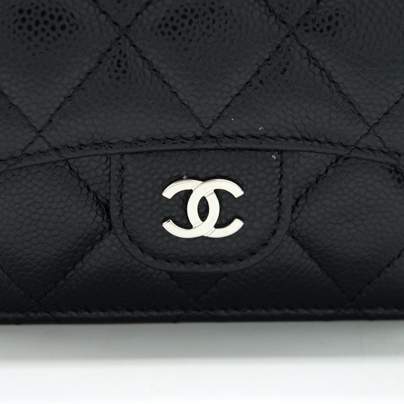 Chanel Card Holder With Chain Black Caviar SHW