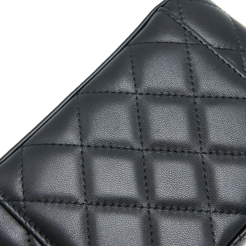 Chanel Pearl Crush Long Vanity Lambskin Black Brushed GHW(Microchip)