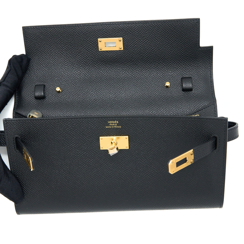 Hermes Classic Kelly To Go Epsom Black GHW Stamp U