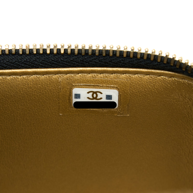 Chanel Pearl Crush Long Vanity Lambskin Black Brushed GHW(Microchip)