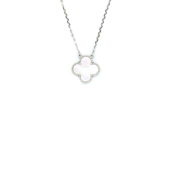 Van Cleef & Arpels Vintage Alhambra Pendant Mother of Pearl White Gold
