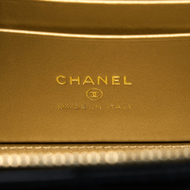 Chanel Pearl Crush Long Vanity Lambskin Black Brushed GHW(Microchip)
