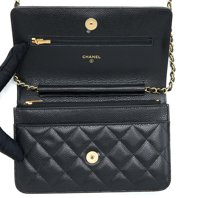 Chanel Classic Wallet on Chain Caviar Black GHW (Microchip)