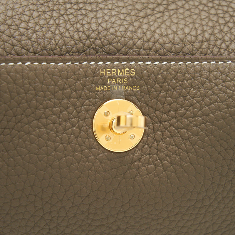 Hermes mini Lindy clemence Etoupe GHW stamp Z