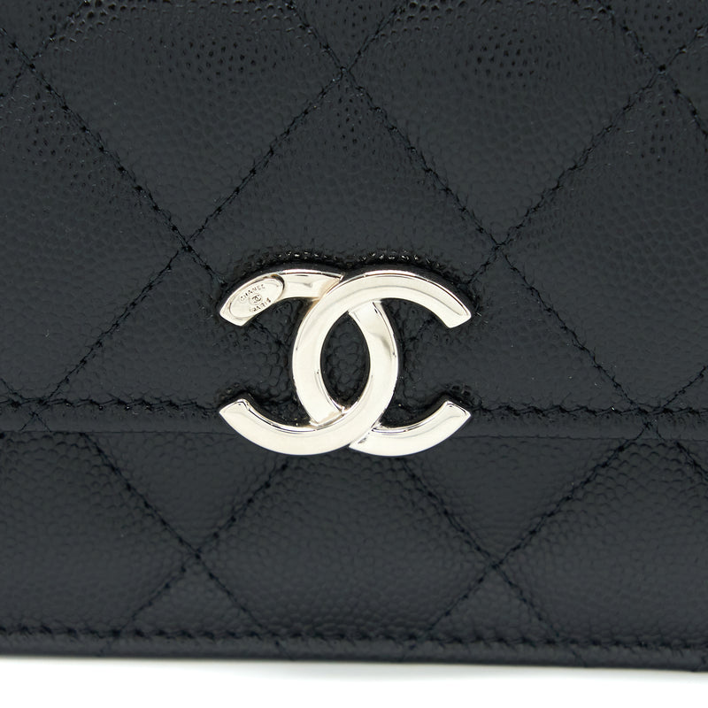 Chanel Detailed Top Handle Mini Flap Bag with Chain Caviar Black SHW