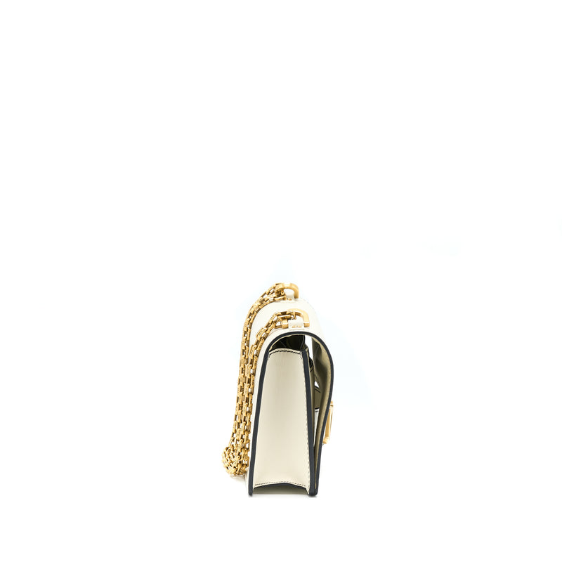 Dior Ja'Dior Flap Bag/ Clutch with Chain White GHW