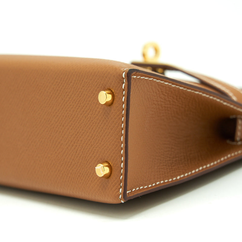 Hermes Mini Kelly II Epsom Gold GHW Stamp Z