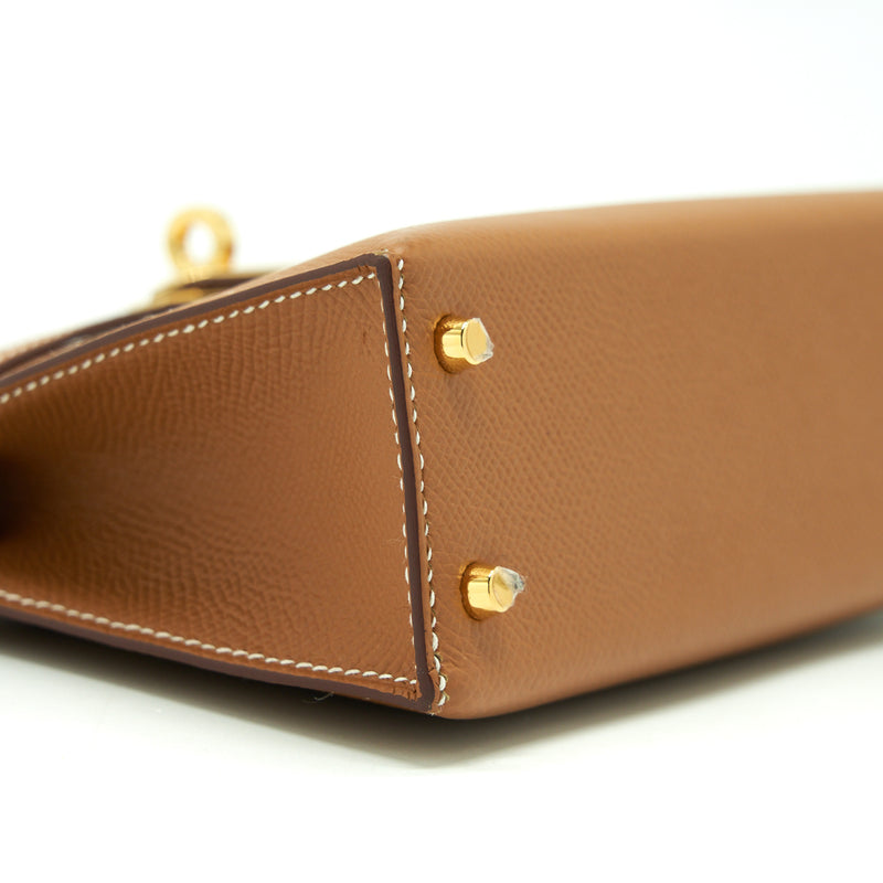 Hermes Mini Kelly II Epsom Gold GHW Stamp Z