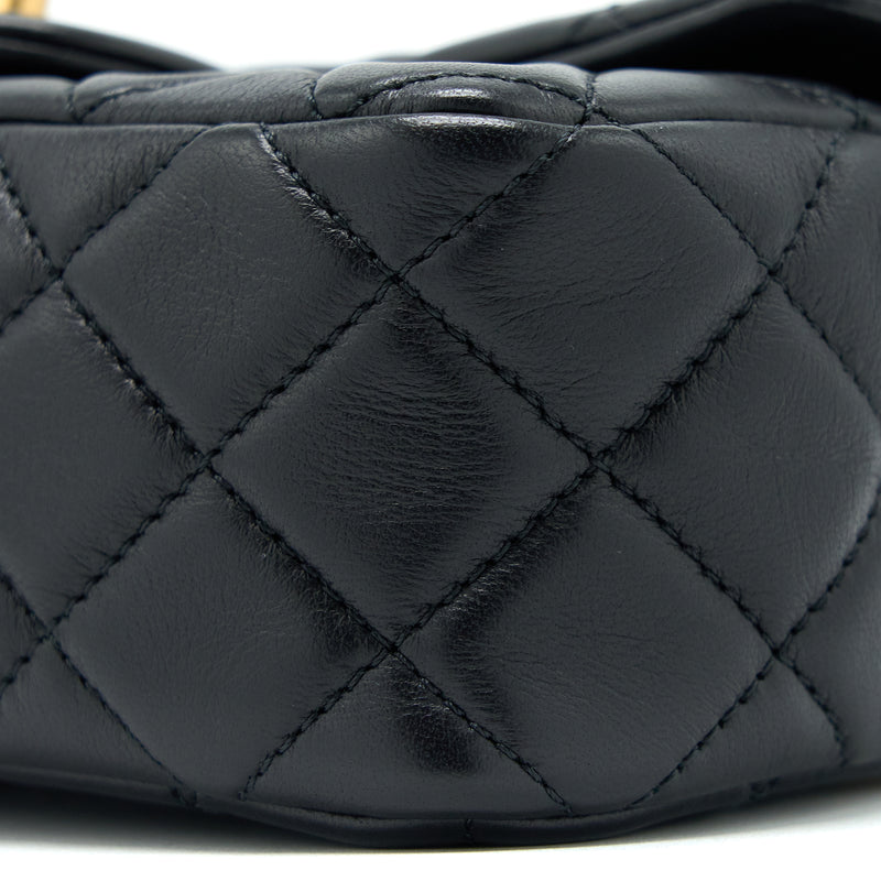 Chanel Pearl Crush Mini Rectangular Flap Bag Lambskin Black GHW