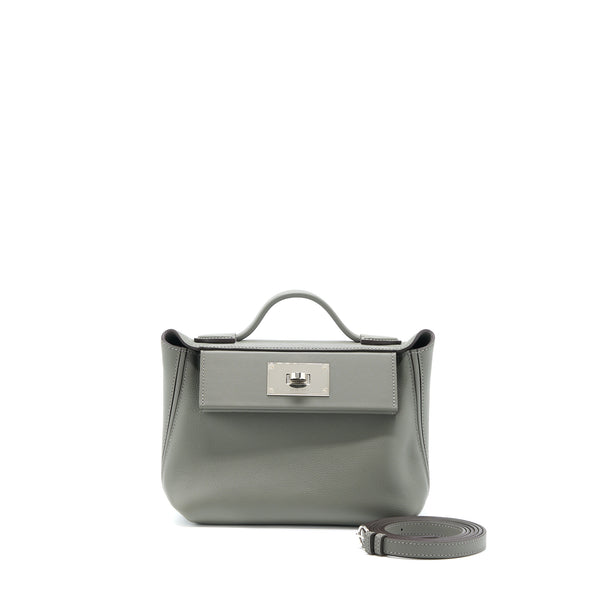 Hermes 24/24 21 Mini Bag Gris Meyer Evercolor / Swift Leather Palladium  Hardware