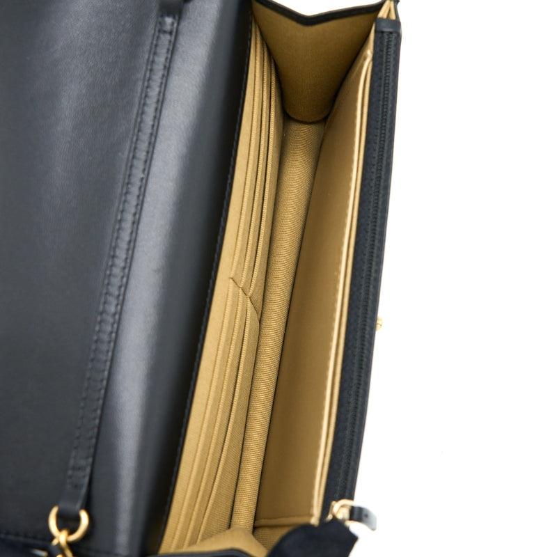 Chanel Pearl Crush Wallet on Chain Lambskin Black GHW (Microchip)