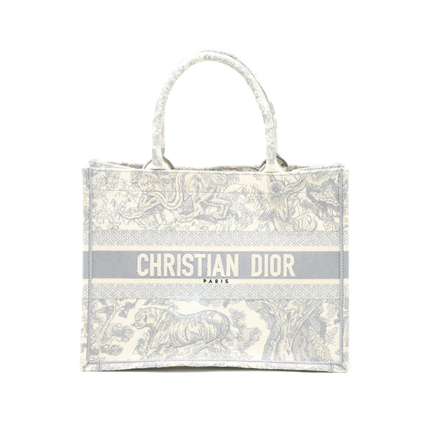 Dior Medium Book Tote Grey Toile De Jouy Embroidery
