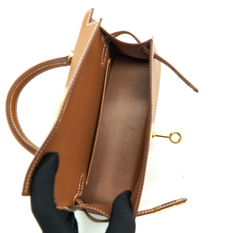 Hermes Mini Kelly II Epsom Gold GHW Stamp Z