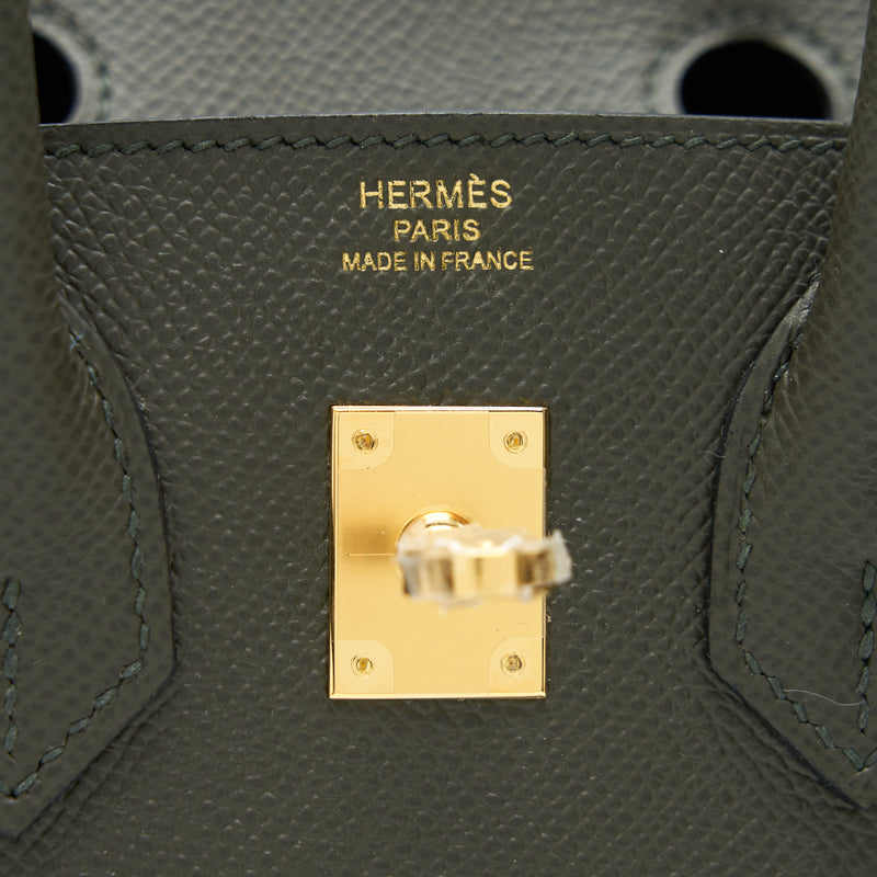Hermes Birkin 25 C6 Vert De Gris Epsom Leather GHW stamp Z