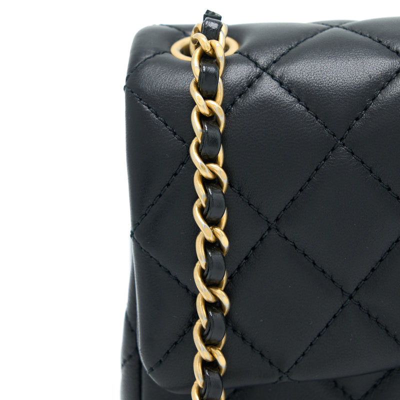 Chanel Pearl Crush Mini Rectangular Flap Bag Lambskin Black GHW