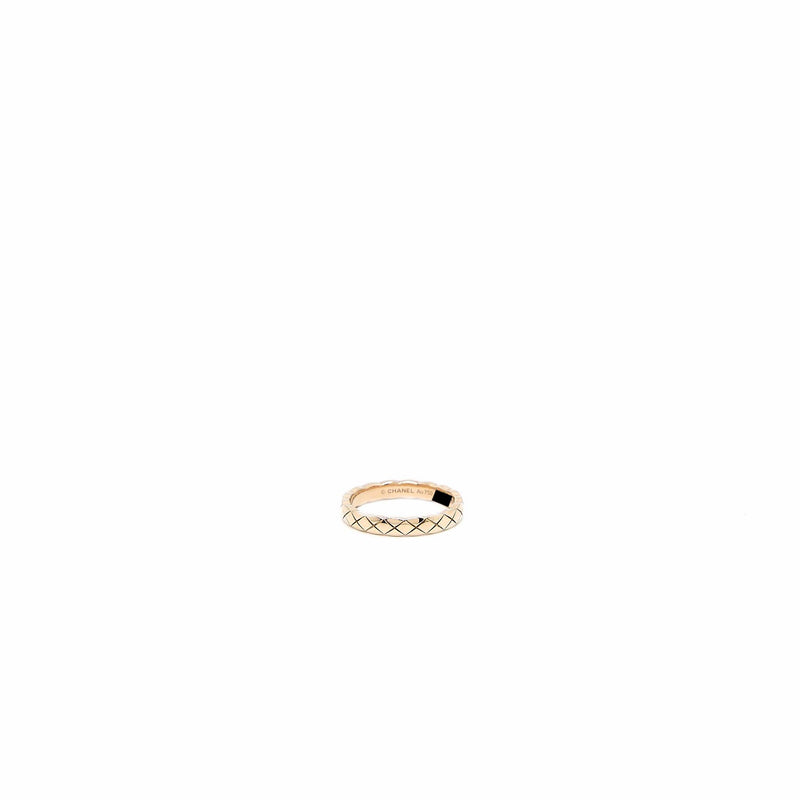 Chanel Size 53 Mini Version Coco Crush Ring Quilted Motif 18K Beige Gold