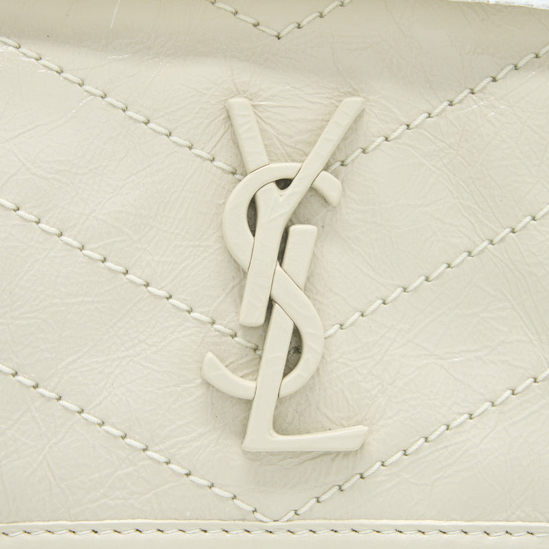 Saint Laurent Niki Baby Chain Bag in Crinkled Calfskin Blanc SHW