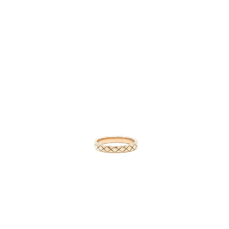 Chanel Size 53 Mini Version Coco Crush Ring Quilted Motif 18K Beige Gold