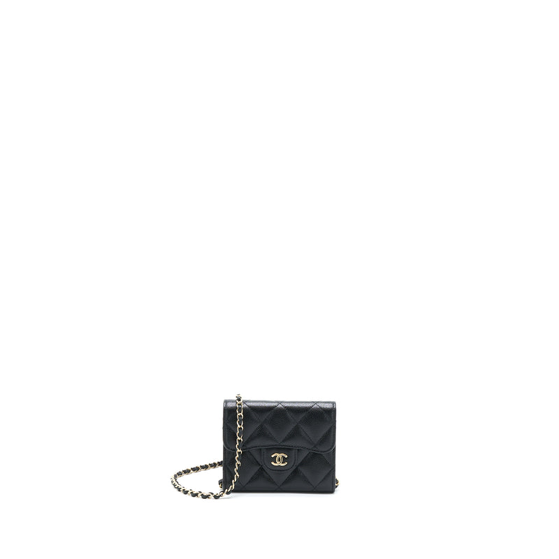 Chanel Card Holder On Chain Caviar Black LGHW