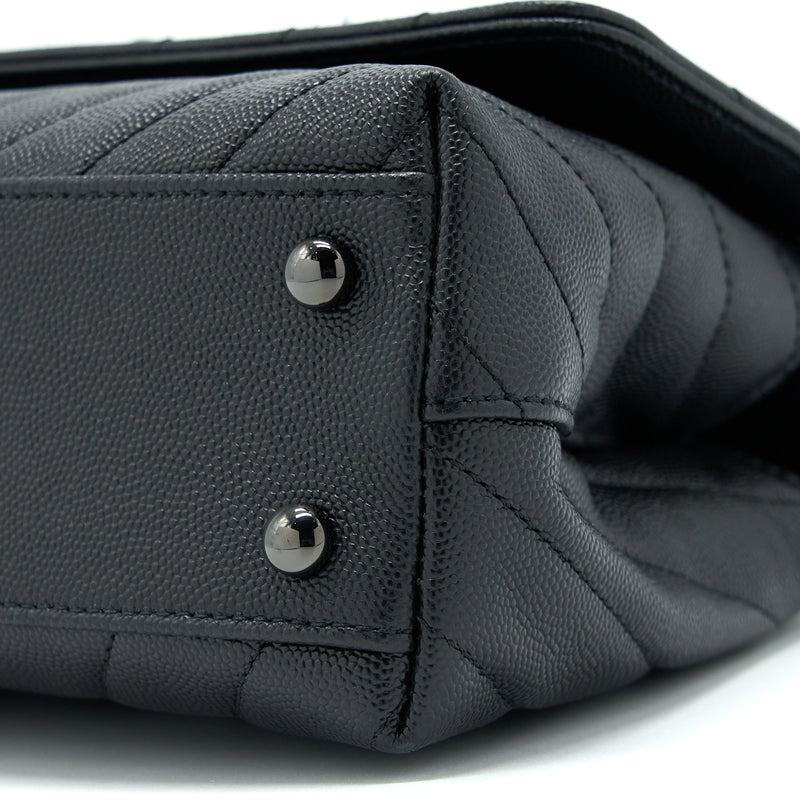 Chanel Small Coco Handle Chevron Caviar So Black with Black Hardware