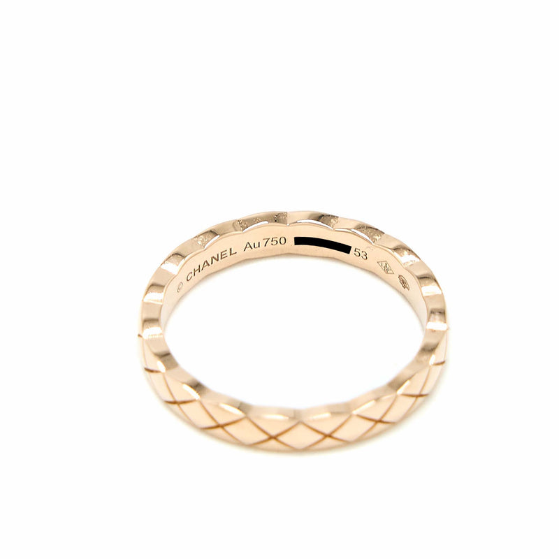 Chanel Size 53 Mini Version Coco Crush Ring Quilted Motif 18K Beige Go