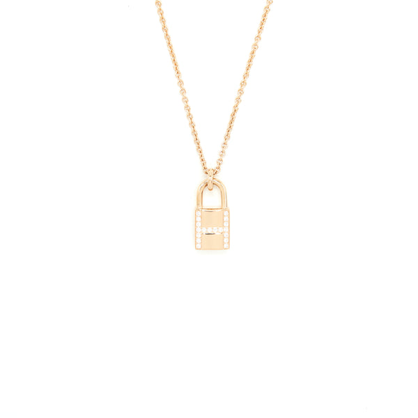 Hermes Amulettes Cadenas Pendant Rose gold with dimonds