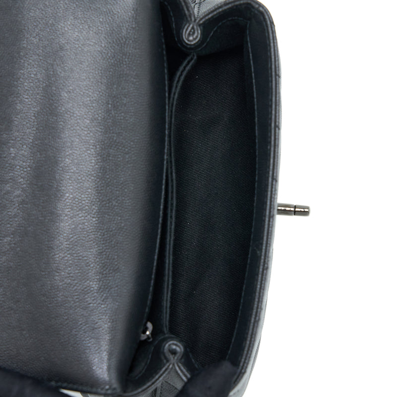 Chanel Small Coco Handle Chevron Caviar So Black with Black Hardware