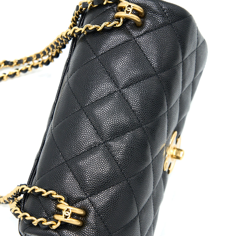Chanel Coco First Flap Bag Quilted Caviar Mini Neutral 220202373