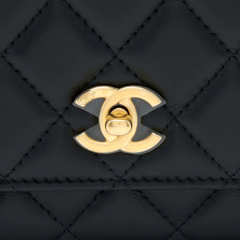 Chanel Pearl Crush Wallet on Chain Lambskin Black GHW (Microchip)