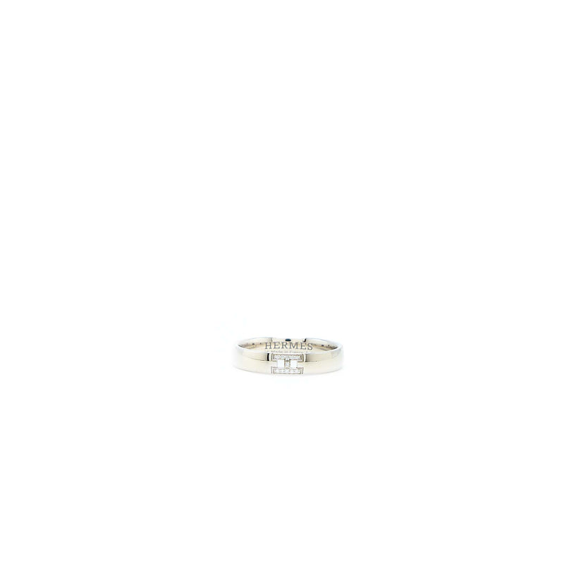 Hermes Size 53 Ever Heracles Wedding Band White Gold with Diamonds