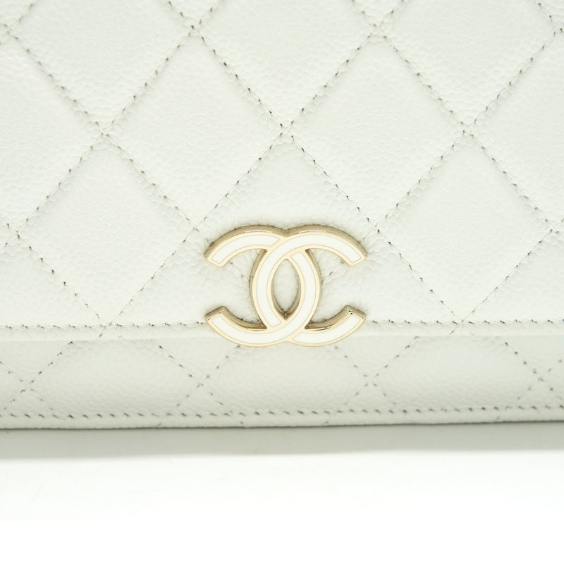 Chanel 21C Wallet On Chain Limit Edition Caviar White LGHW