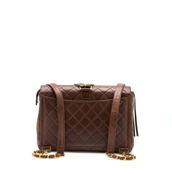 Chanel Vintage Classic Timeless Backpack Lambskin Brown GHW