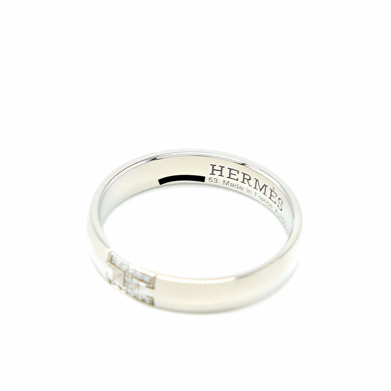 Hermes Size 53 Ever Heracles Wedding Band White Gold with Diamonds