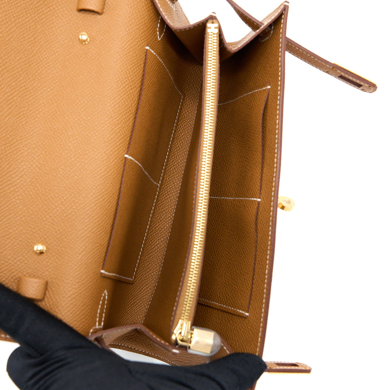 Hermes Kelly To Go Epsom Gold GHW Stamp U