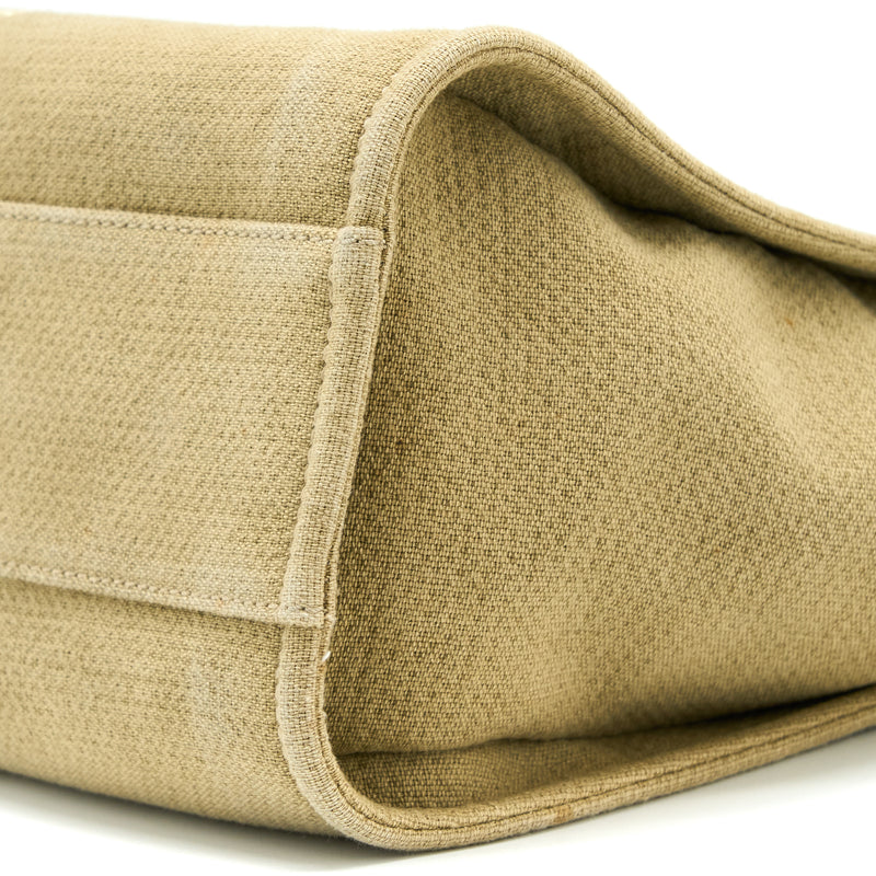 Chanel Deauville Tote Canvas Dark Beige SHW