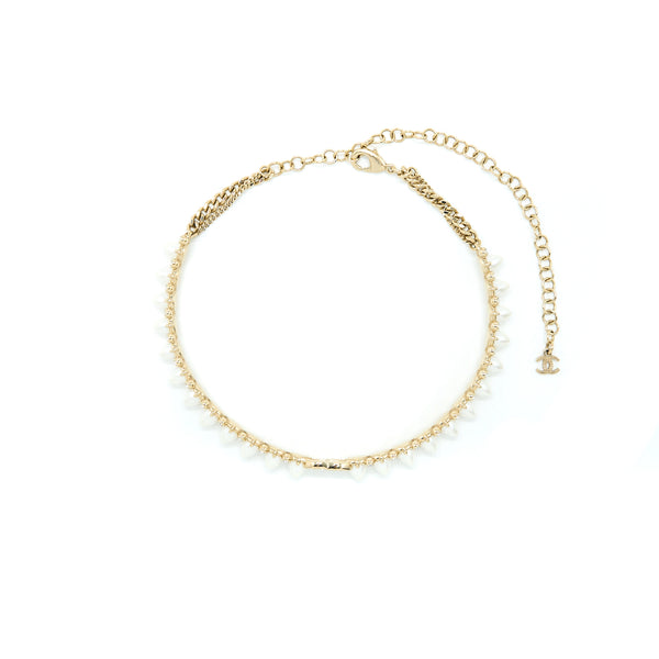 Chanel Crystal CC Logo Chocker Pearl/Crystal Light Gold Tone
