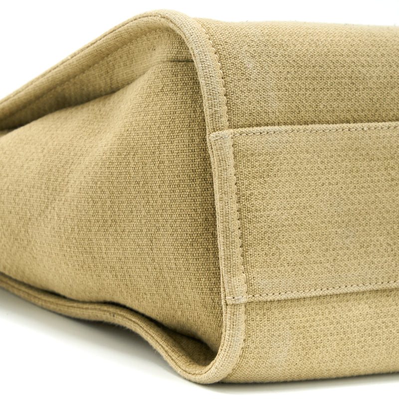 Chanel Deauville Tote Canvas Dark Beige SHW