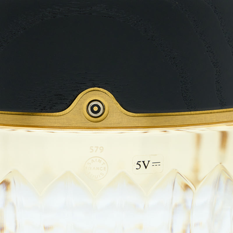 St-Louis Folia Portable Lamp - Black Wood Satin Crystal