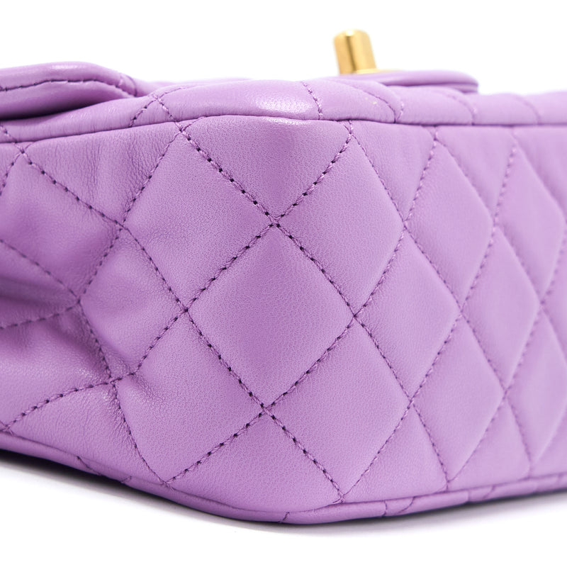Chanel 22S Pearl Crush Mini Square Lambskin Purple GHW