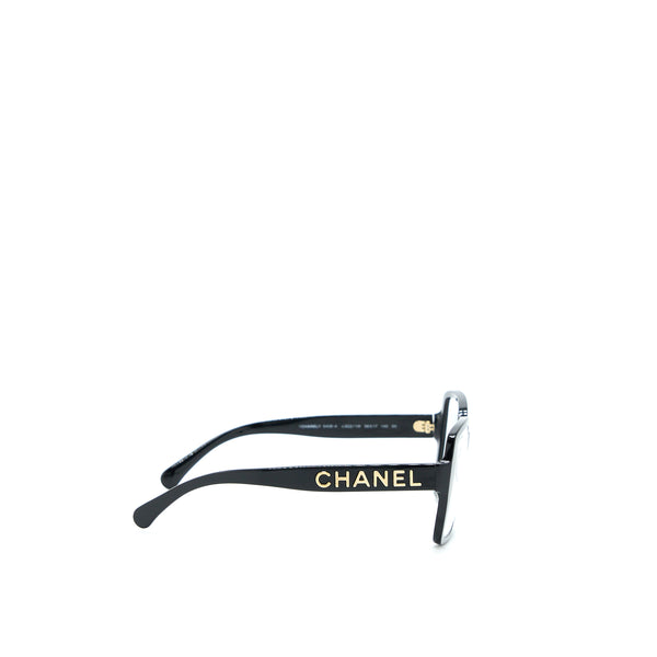 Chanel Square Glasses Frame With Letter Black Gold Tone