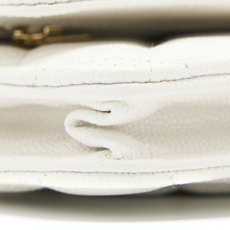 Chanel Classic Wallet On Chain Caviar White LGHW (Microchip)