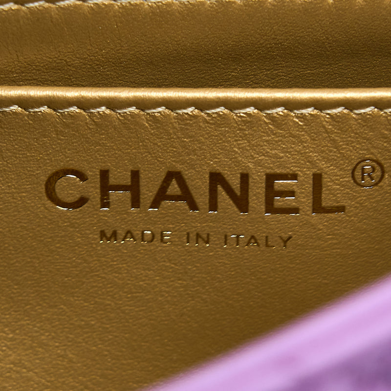 Chanel 22S Pearl Crush Mini Square Lambskin Purple GHW