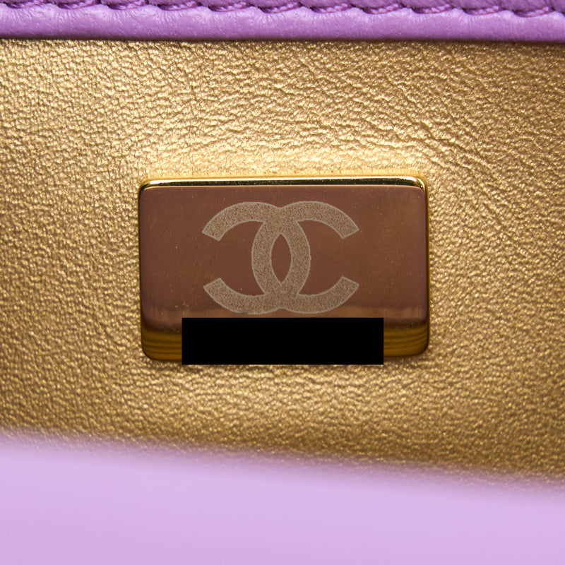 Chanel 22S Pearl Crush Mini Square Lambskin Purple GHW