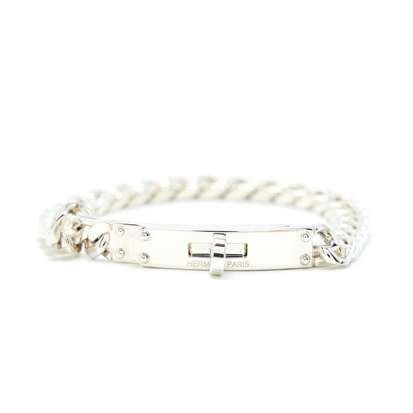Hermes Size SH Kelly Gourmette Bracelet in sterling silver with Kelly clasp